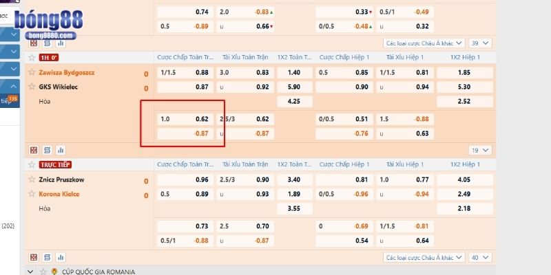 Chấp 1 trái cũng rất phổ biến