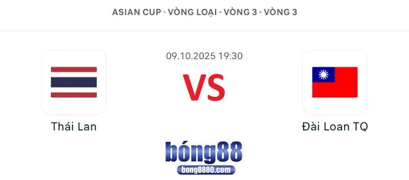 Nhận định Thái Lan vs Đài Loan TQ 19h30 ngày 9/10/2025
